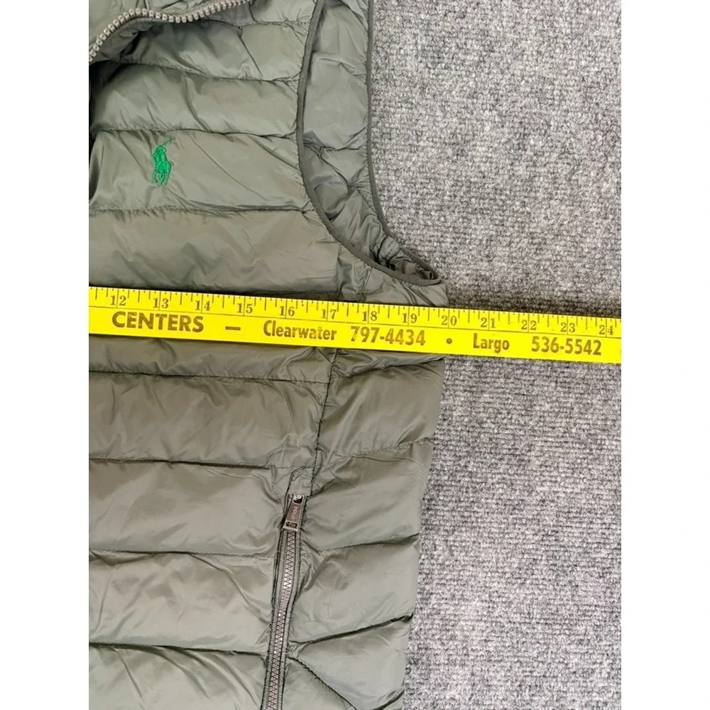 Polo Ralph Lauren Packable Mens Down Green Vest Full‎ Zip 100 % Nylon Size SP